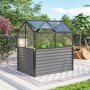 Vitavia Hochfrühbeet Gamma ESG Schwarz, 89x127x135cm, im Garten. Metall-Hochbeet mit Glasdach.