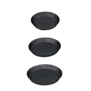 Relaxdays Obstbodenform 3er Set Stahl Anthrazit Antihaftbeschichtet ø 21/26/28 cm
