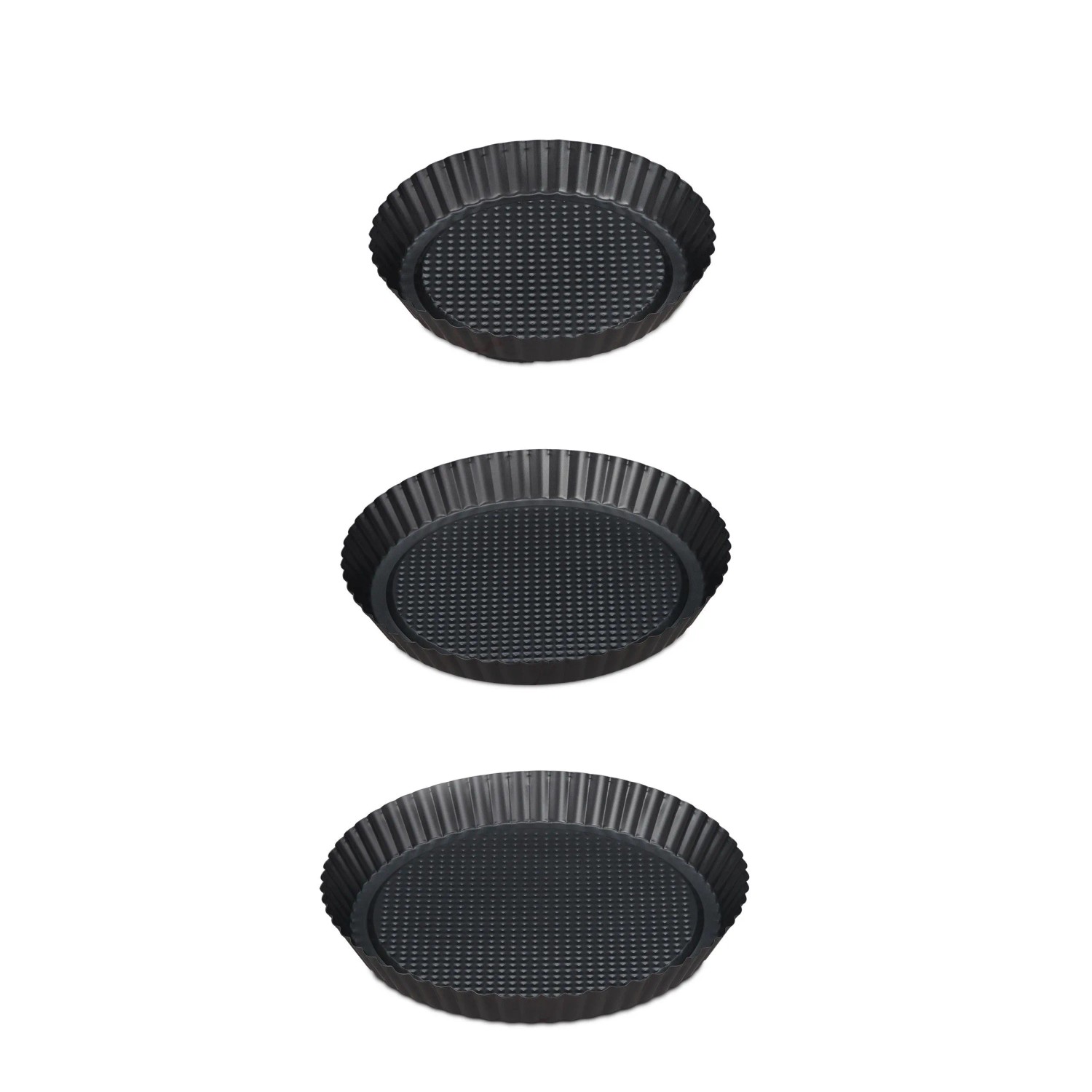 Relaxdays Obstbodenform 3er Set Stahl Anthrazit Antihaftbeschichtet ø 21/26/28 cm