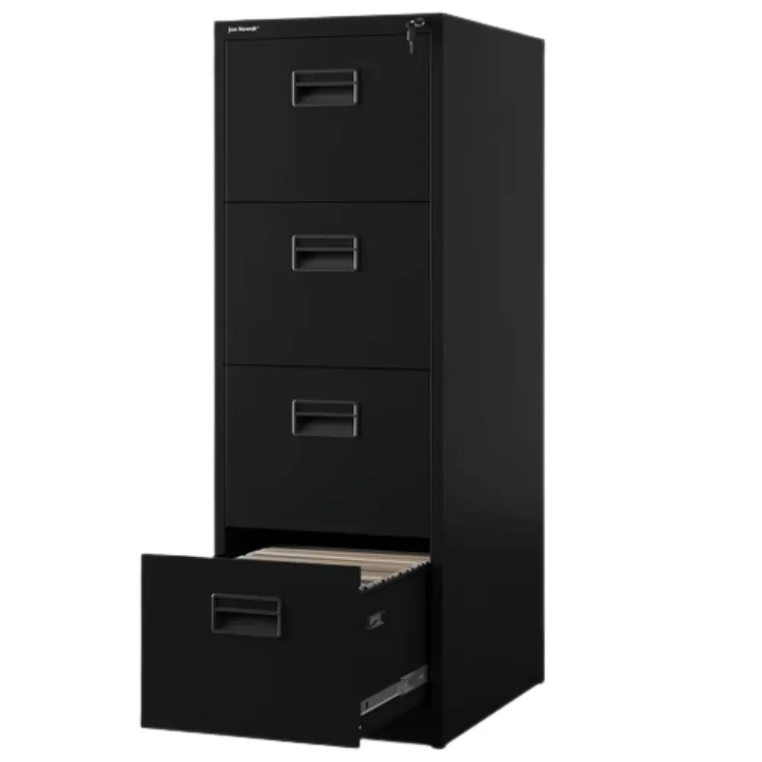 DELUKE Hängeregisterschrank Abschließbar TION 4 Schubladen 132 x 46 x 62 cm Schwarz