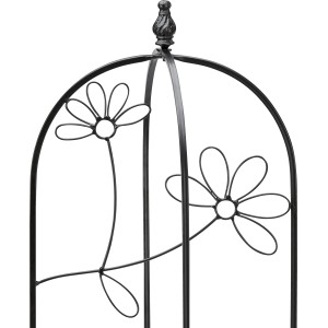 Faltbares Rankgitter Blume aus Eisen, schwarz, 26x26x61cm, Gartendeko.