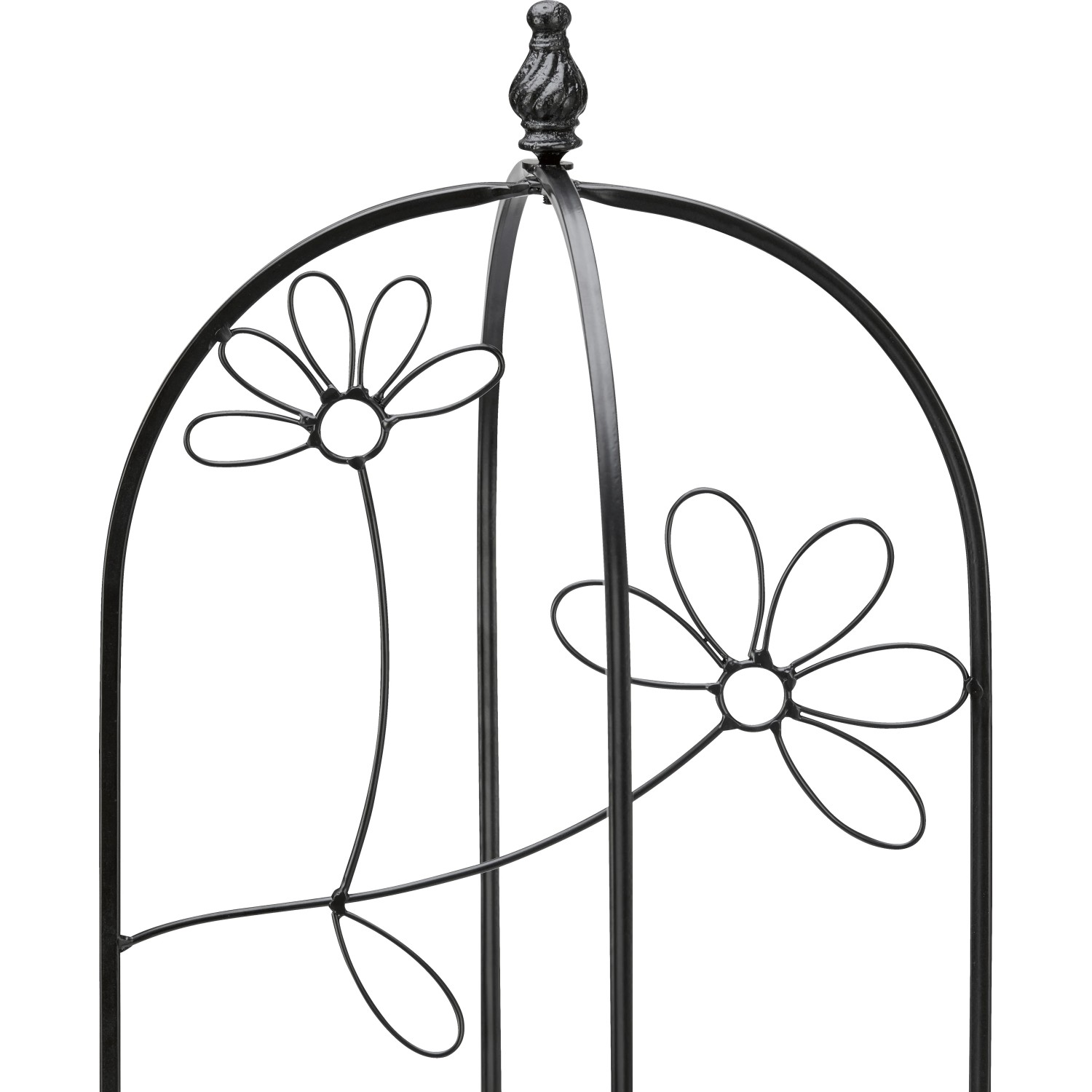 Faltbares Rankgitter Blume aus Eisen, schwarz, 26x26x61cm, Gartendeko.