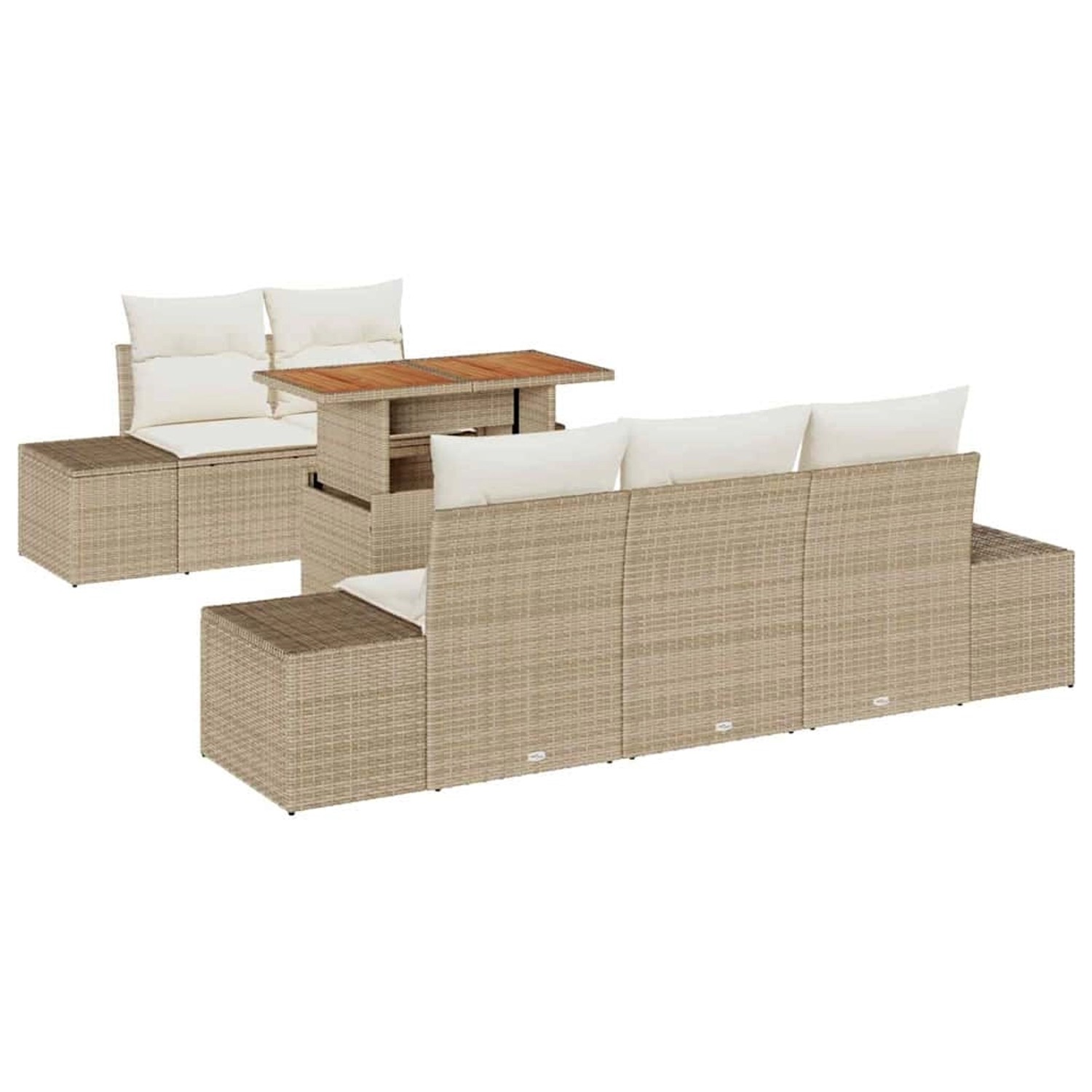 vidaXL Garten-Sofa-Set mit Speicher 6-Tlg Beige Poly Rattan 3358640 günstig online kaufen