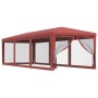 Rotes vidaXL Partyzelt 3x9 m mit Mesh-Seitenwänden für Gartenpartys und Veranstaltungen.