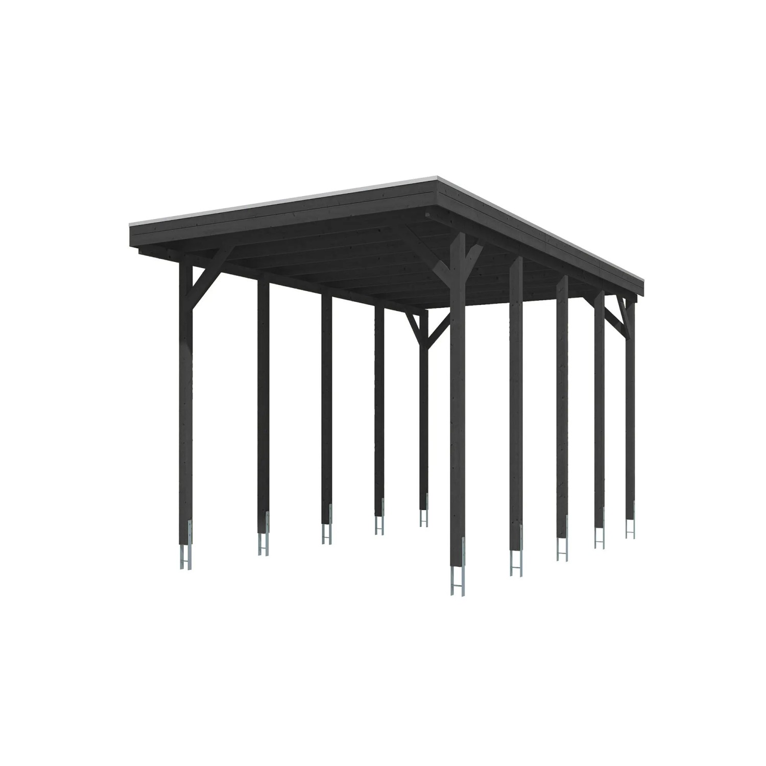 Skan Holz Caravan-Carport Friesland mit Stahldach 402 cm x 708 cm Schiefergrau