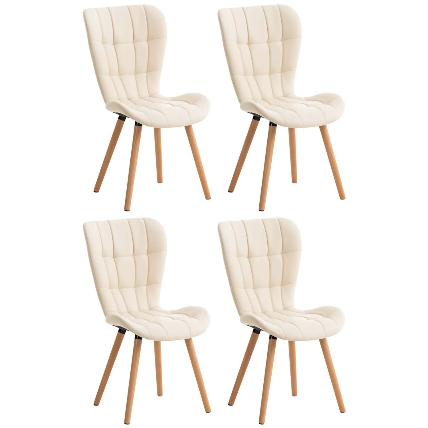 DELUKE 4er Set Esszimmerstuhl CUVER Kunstleder Creme 50x63x88cm Essstühle Esszimmerstühle Küchenstühle Wohnzimmerstühle