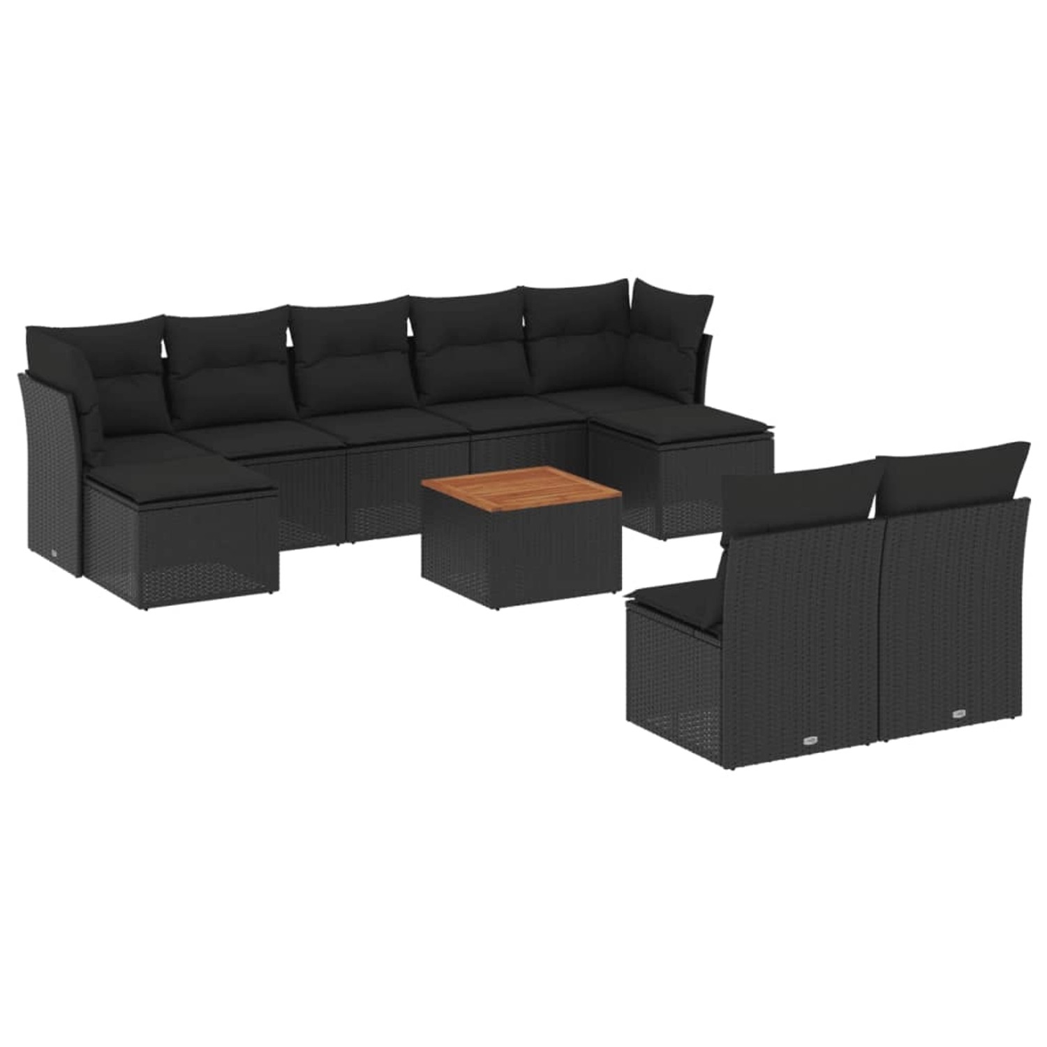Thumbnail - vidaXL 10-Tlg Garten-Sofagarnitur mit Kissen Schwarz Poly Rattan 3256188