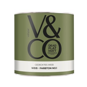 V&CO Premium-Innenfarbe Dead Flat Matt Weiß Farbton 1 Gedecktes Weiß 2,5 l