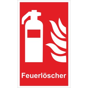 Warnschild Feuerlöscher, 25x15 cm, PST, rot/weiß, für Innen- und Außenbereich.
