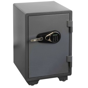 Grauer KARAT Tresor mit Tastenfeld, LCD-Display und Magnetsystem, 70x50x49 cm.