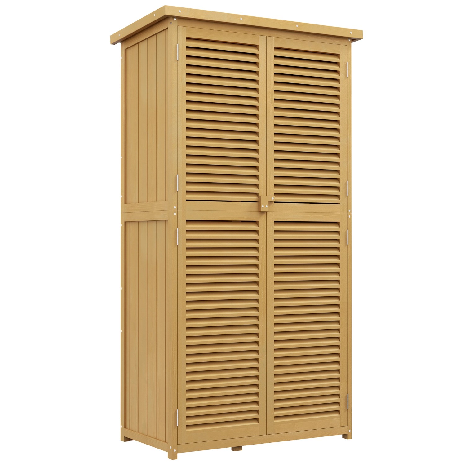 Outsunny Gartenschrank mit Asphaltdach 4 Fächer Hellgelb 87 x 46,5 x 160 cm