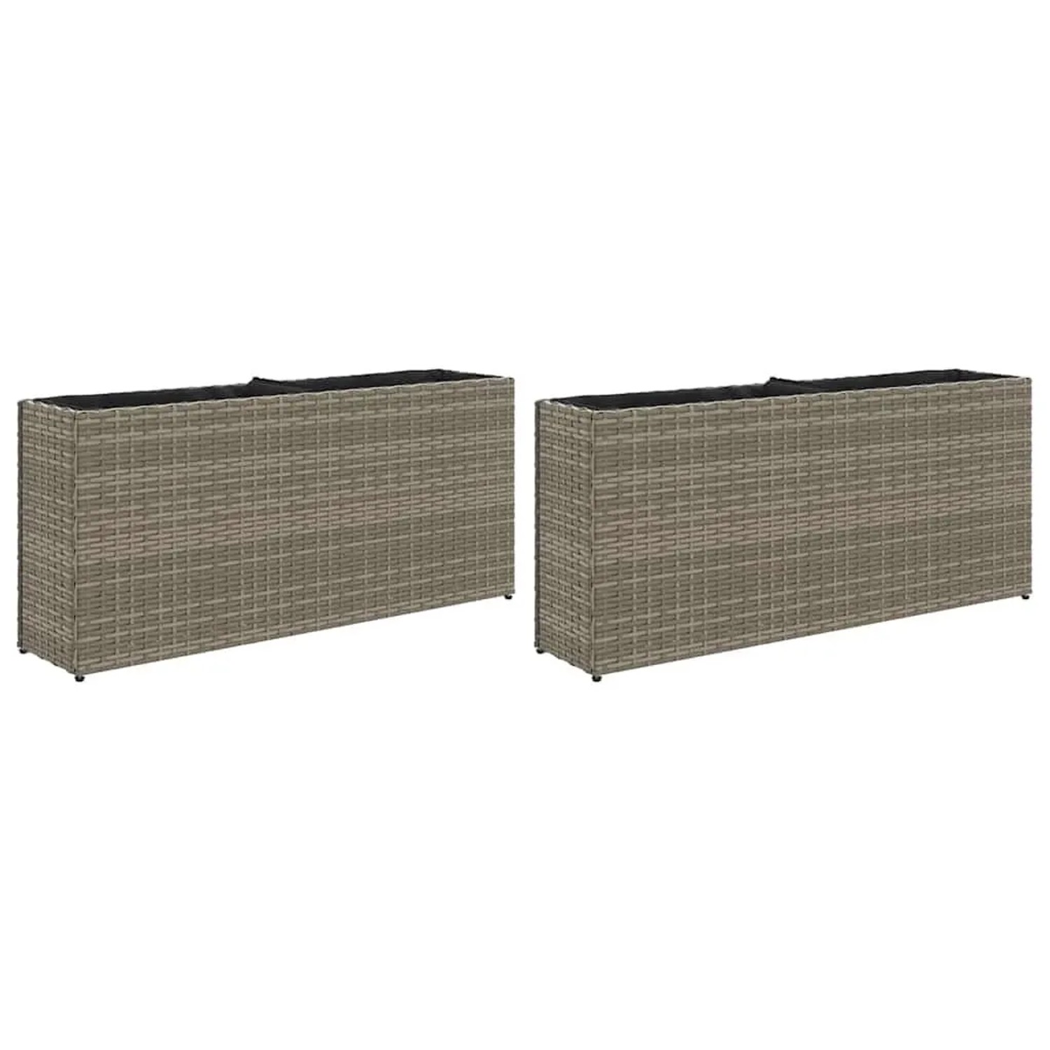 vidaXL Pflanzkübel mit 2 Töpfen 2 Stk Grau 90x20x40 cm Poly Rattan 3210515