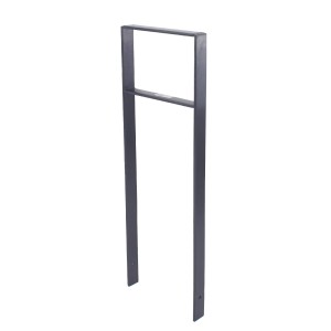 Anthrazitfarbener TRUTZHOLM Fahrradanlehnbügel aus Flachstahl zum Einbetonieren.