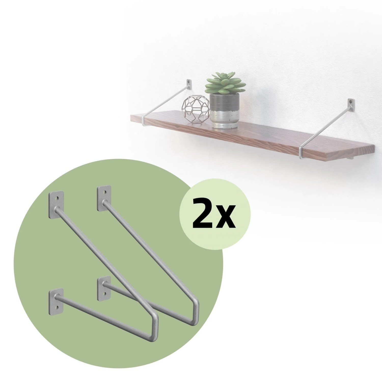 ML-Design Regalhalterung 220mm Silber, 4er Set aus Stahl für Wandregale.