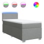 Hellgraues vidaXL Boxspringbett 90x190 cm mit LED-Beleuchtung und Matratze.