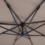 Detailaufnahme: Beige Ampelschirm Bonbeach 299 cm mit schwarzem Gestell, Blick von unten.