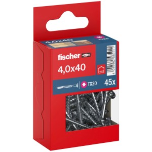 Fischer PowerFast II Holzschrauben, Senkkopf, 4x40 mm, 45 Stück im Karton.