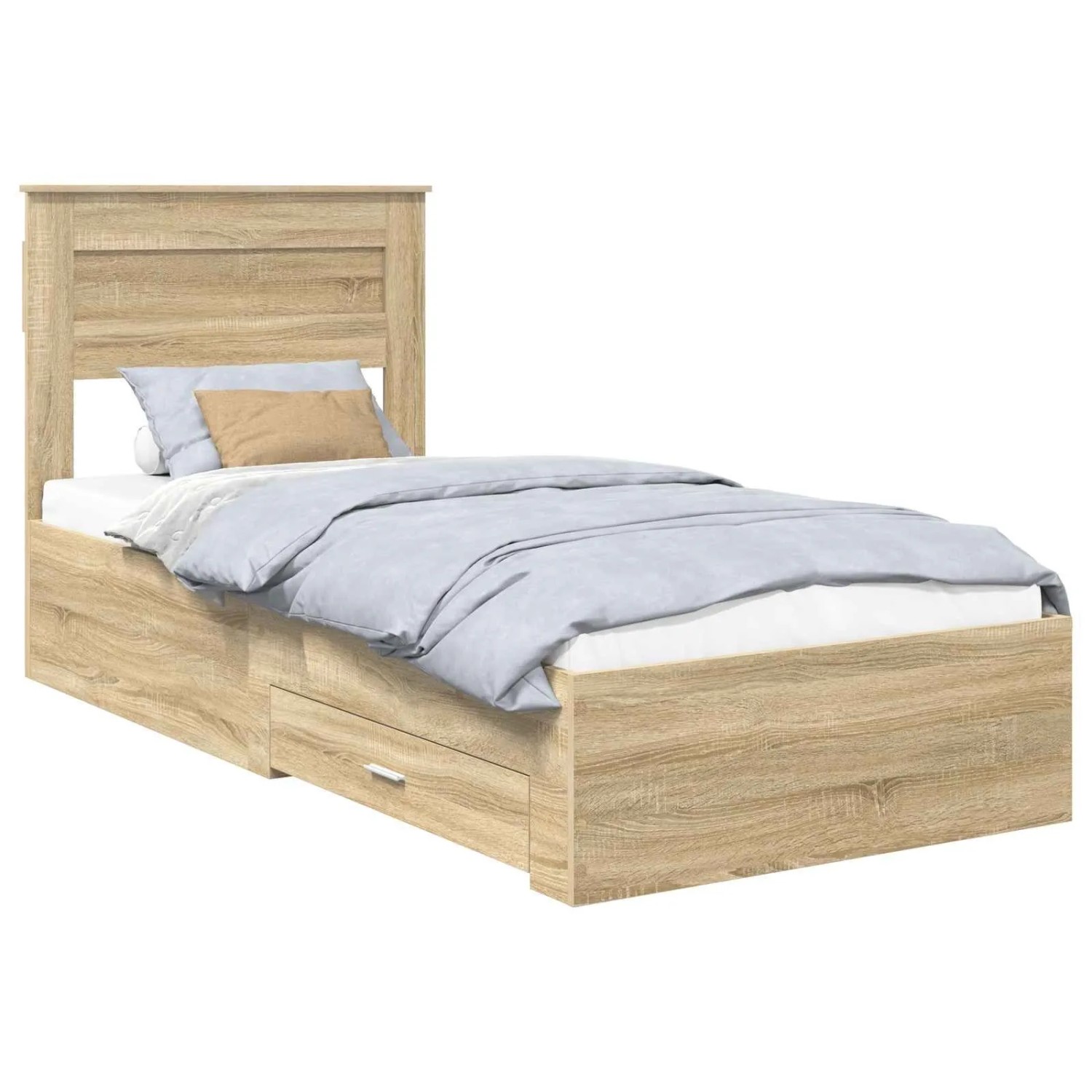 vidaXL Bettrahmen mit Kopfteil Sonoma-Eiche 100 x 200 cm Holzwerkstoff 3410021