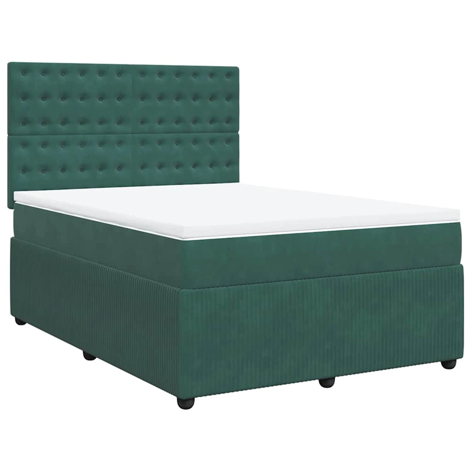 vidaXL Boxspringbett mit Matratze Dunkelgrün 140x200 cm Samt 3292373 günstig online kaufen