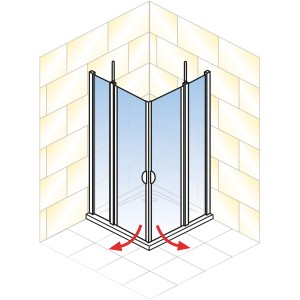 Schulte Eckeinstieg Sunny, 4-teilig, Alu-Natur, Klarglas, 180x80 cm, teilgerahmte Eckdusche.