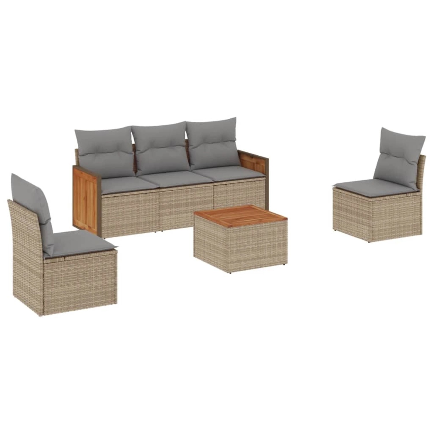 vidaXL 6-Tlg Garten-Sofagarnitur mit Kissen Beige Poly Rattan 3227536 günstig online kaufen