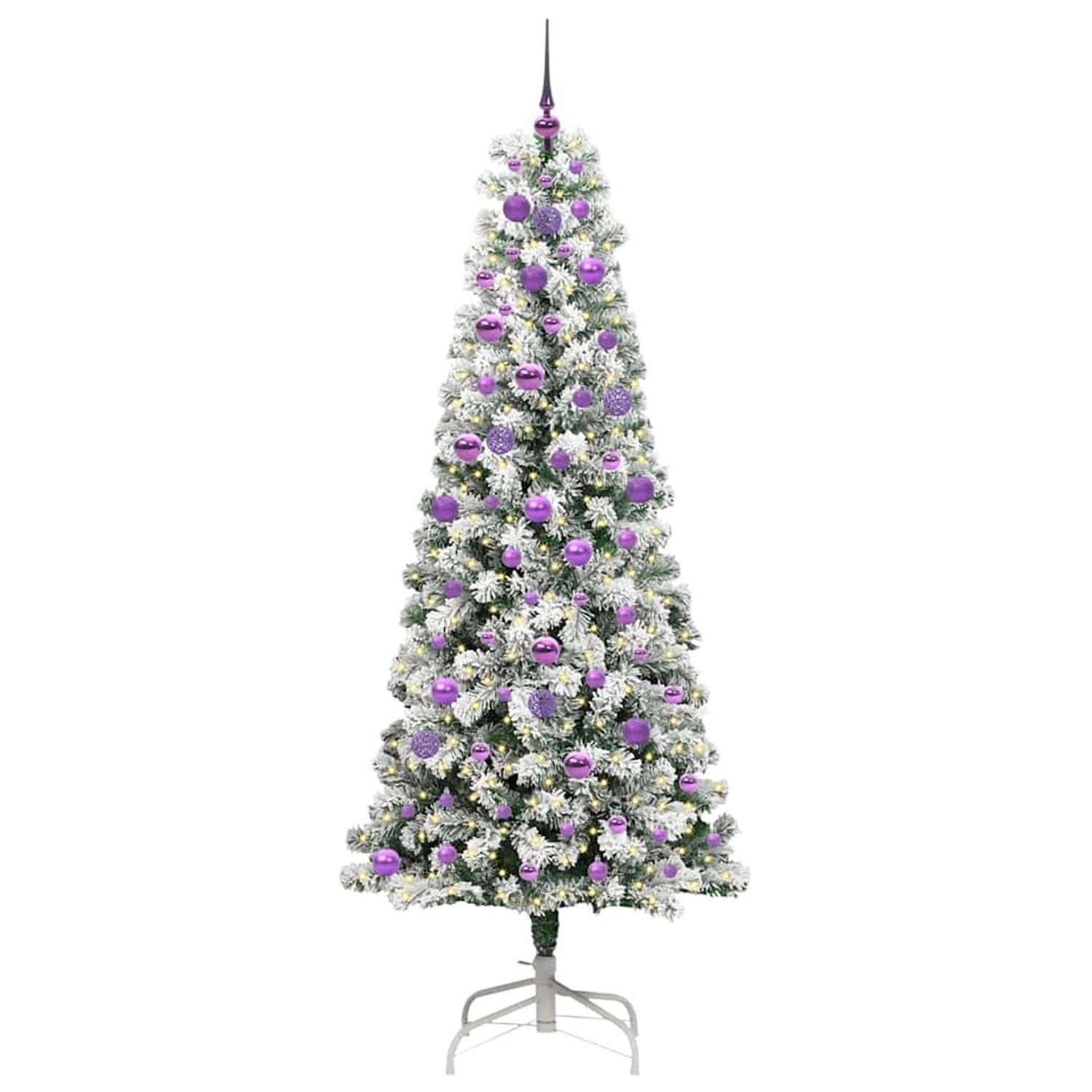 vidaXL Künstlicher Klappbarer Weihnachtsbaum Grün und Weiß 210 cm 3395610