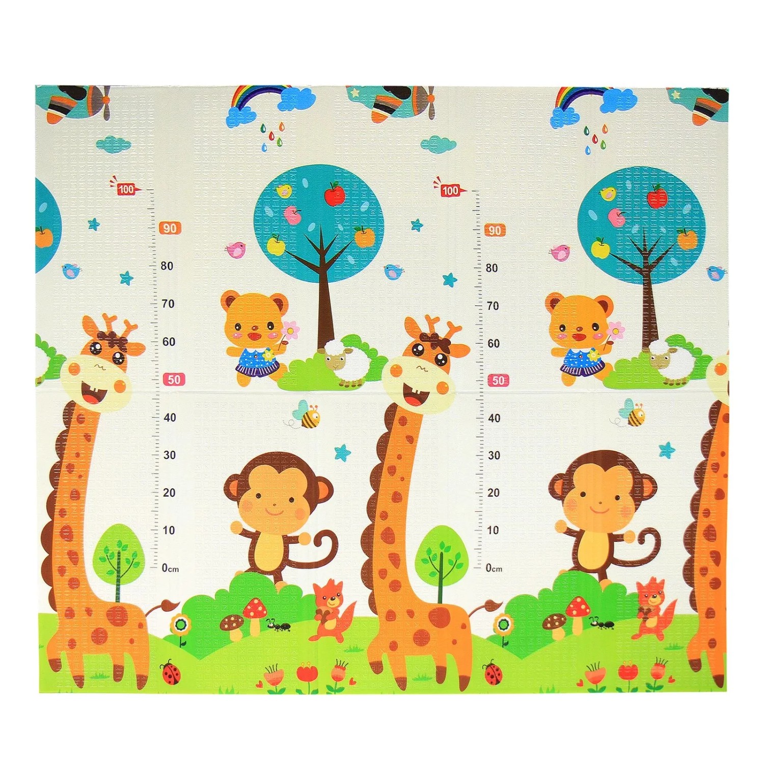CCLIFE Krabbelmatte Baby Spielmatte Kinder 196 x 176 x 1 cm Faltbar Wasserdicht Figuren Tiere