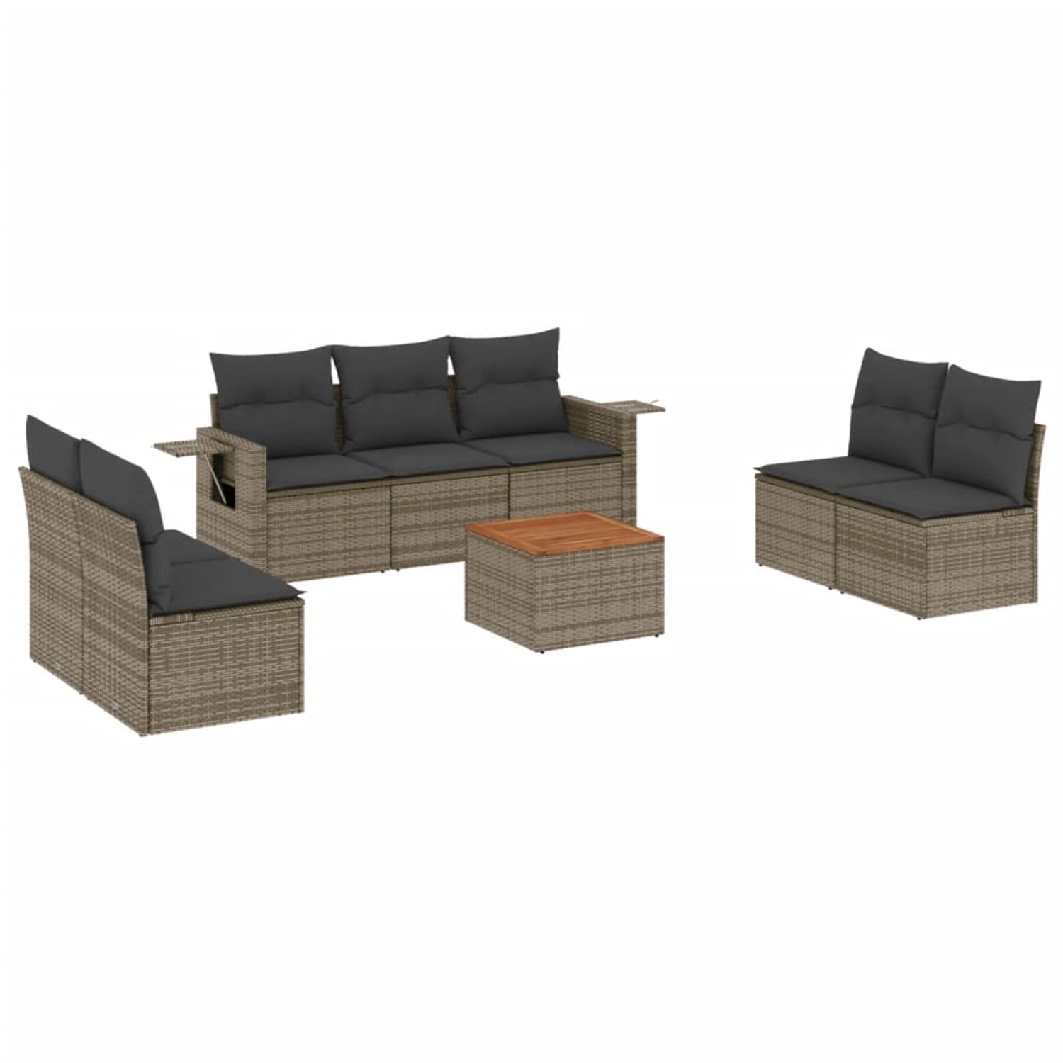 vidaXL 8-Tlg Garten-Sofagarnitur mit Kissen Grau Poly Rattan 3256851 günstig online kaufen
