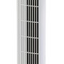 Weißer CMI Turmventilator, 80 cm hoch, mit Bedienfeld oben und rundem Fuß.