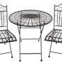 Garden Pleasure Balkon-Set Mangan, schwarz-braun, mit Tisch und zwei Stühlen aus Metall.