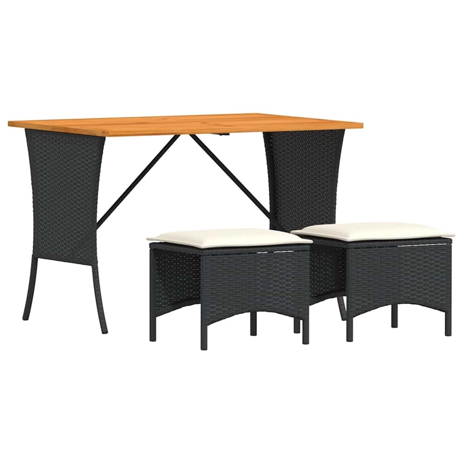 vidaXL 3-Tlg Garten-Essgruppe mit Kissen Schwarz Poly Rattan 4104135 günstig online kaufen
