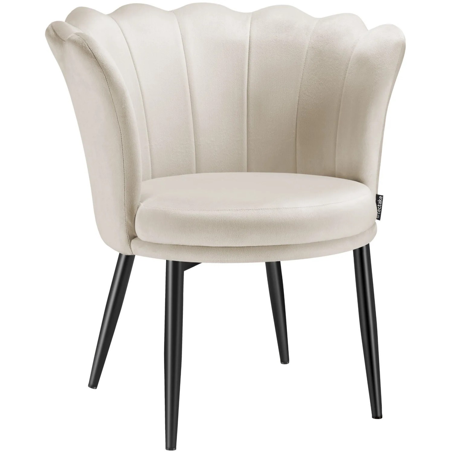 Tectake Sessel Stella Dick Gepolstert  Mit Samtbezug Oder Kunstfell Gewölbte  Extrabreite Rückenlehne In Blütenform  64 x 67 x 76 cm Samtoptik Creme S
