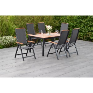 Merxx Gartenmöbelset Siena, 7-teilig: Klappsessel und Tisch (150x90cm) für Lounge-Bereich.