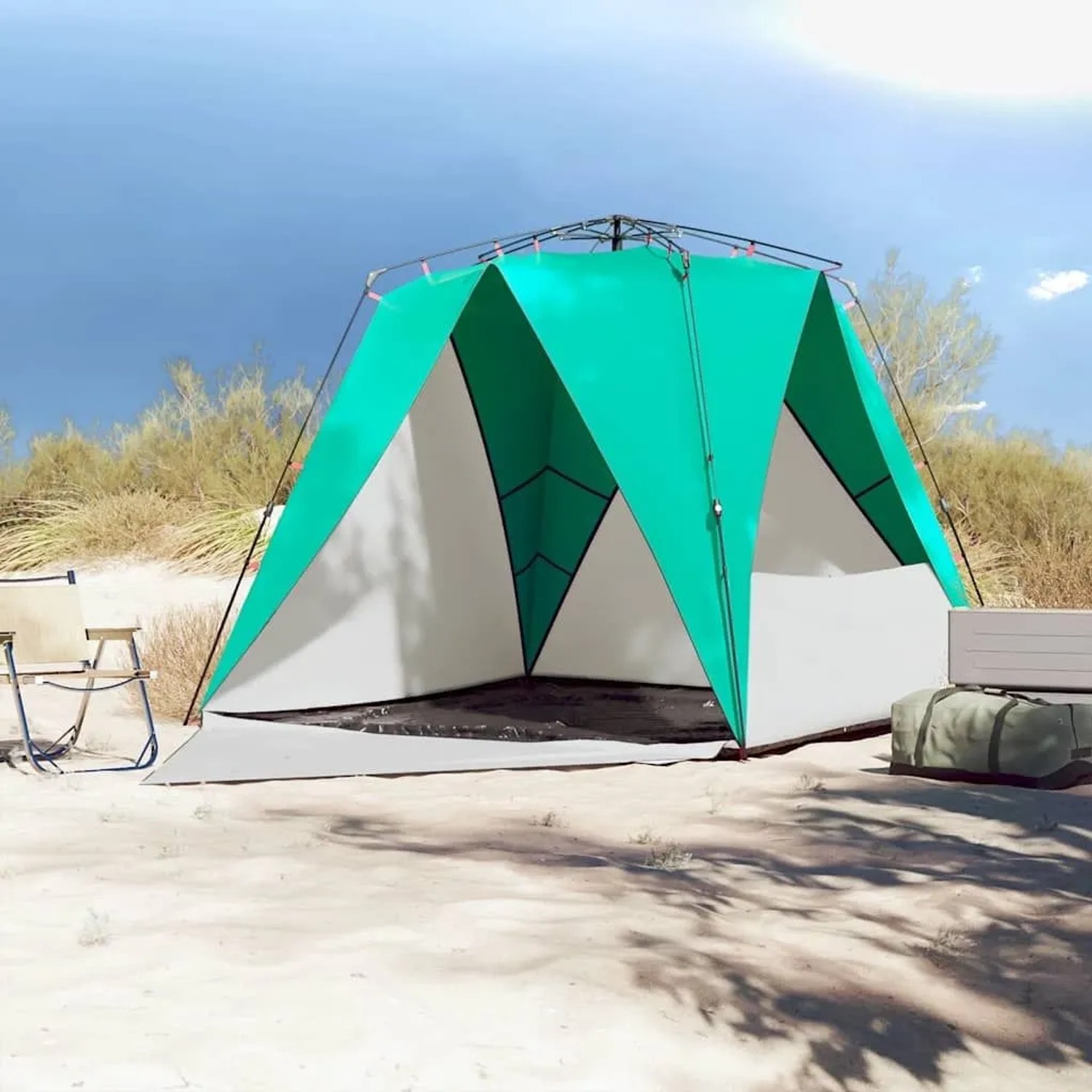 vidaXL Strandzelt 4 Personen Seegrün Quick Release Wasserdicht 4005306_4