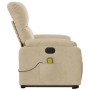 Elektrischer Massagesessel mit Aufstehhilfe in Creme aus Mikrofasergewebe, Seitenansicht.