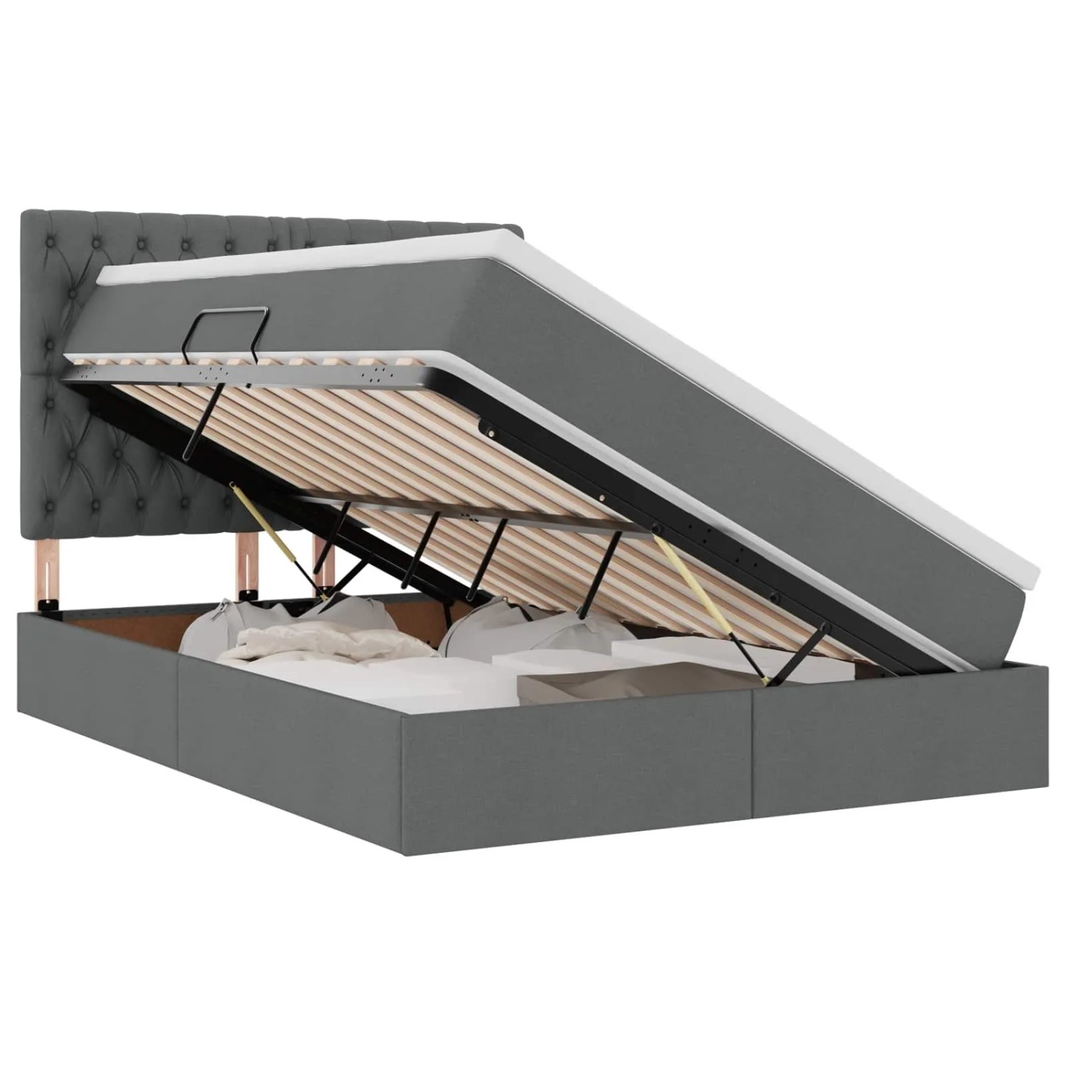 vidaXL Bett mit LED-Lichtleisten Dunkelgrau 140 x 190 cm Stoff 3372478