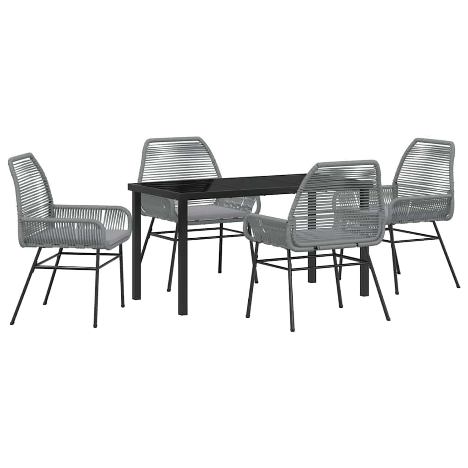 vidaXL Garten Essgruppe 5-Tlg Grau Poly Rattan 3380885 günstig online kaufen
