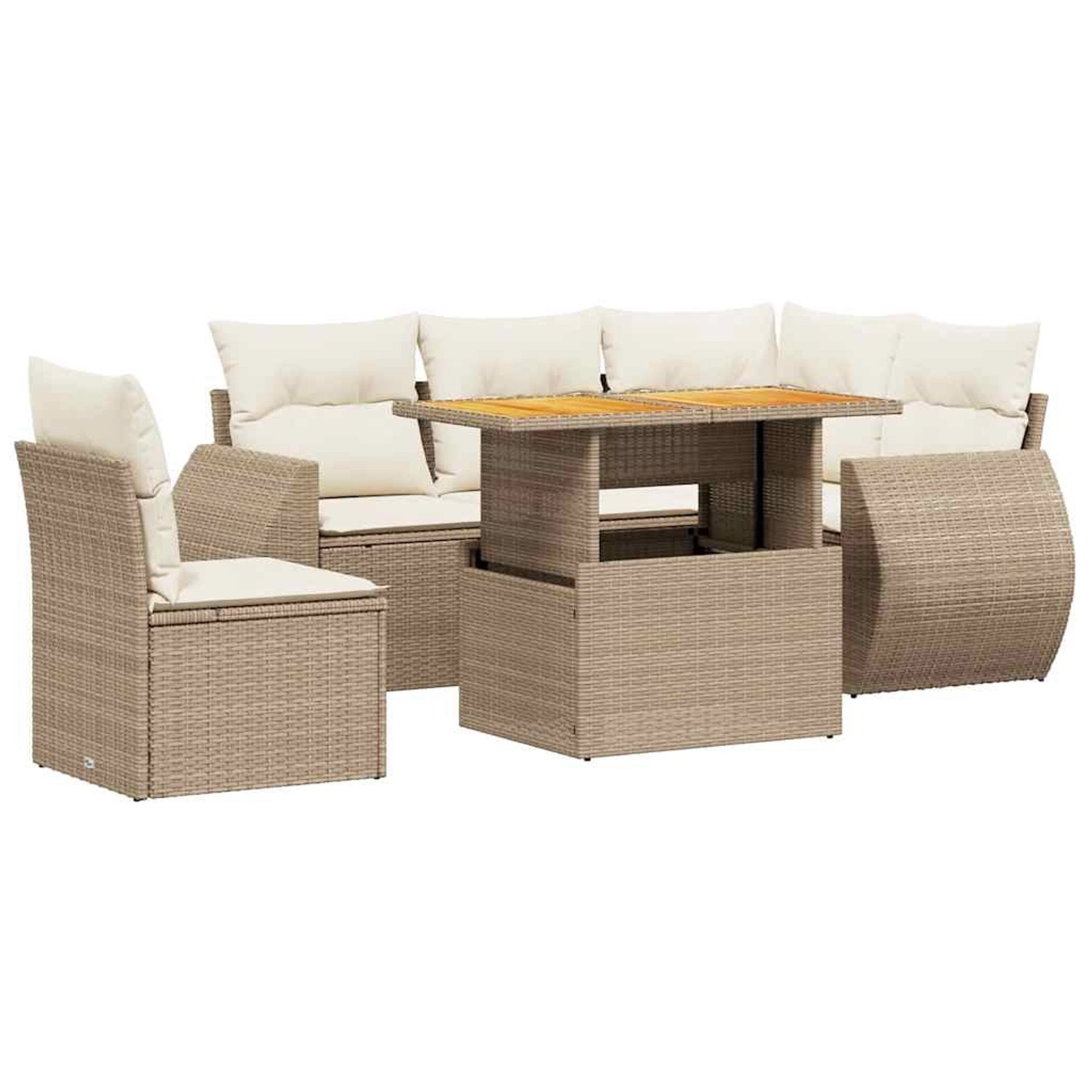 vidaXL 6-Tlg Garten-Sofagarnitur mit Kissen Beige Poly Rattan 3272199 günstig online kaufen