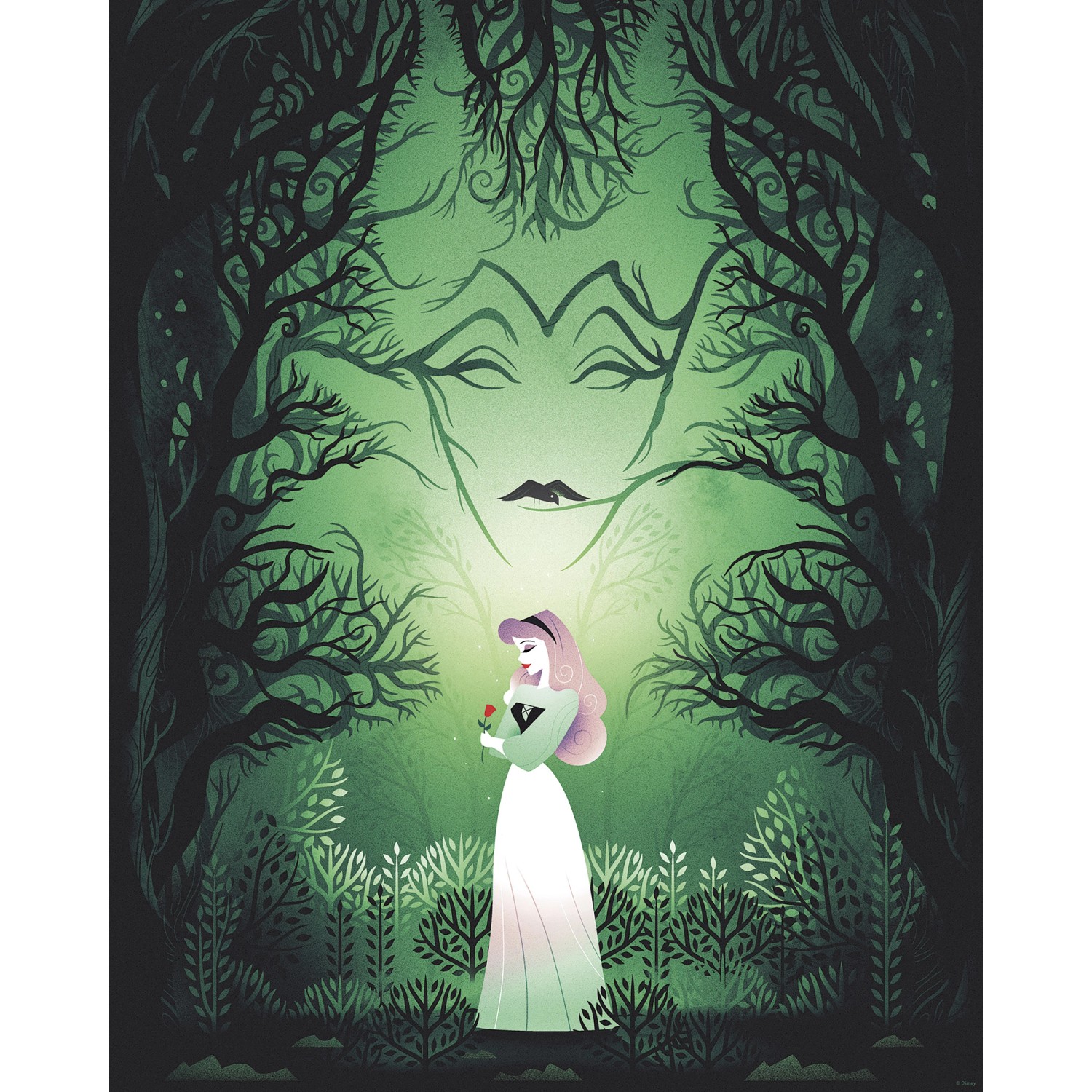 Komar Wandbild Disney Sleeping Beauty Aurora Maleficent 40 cm x 50 cm Grün günstig online kaufen