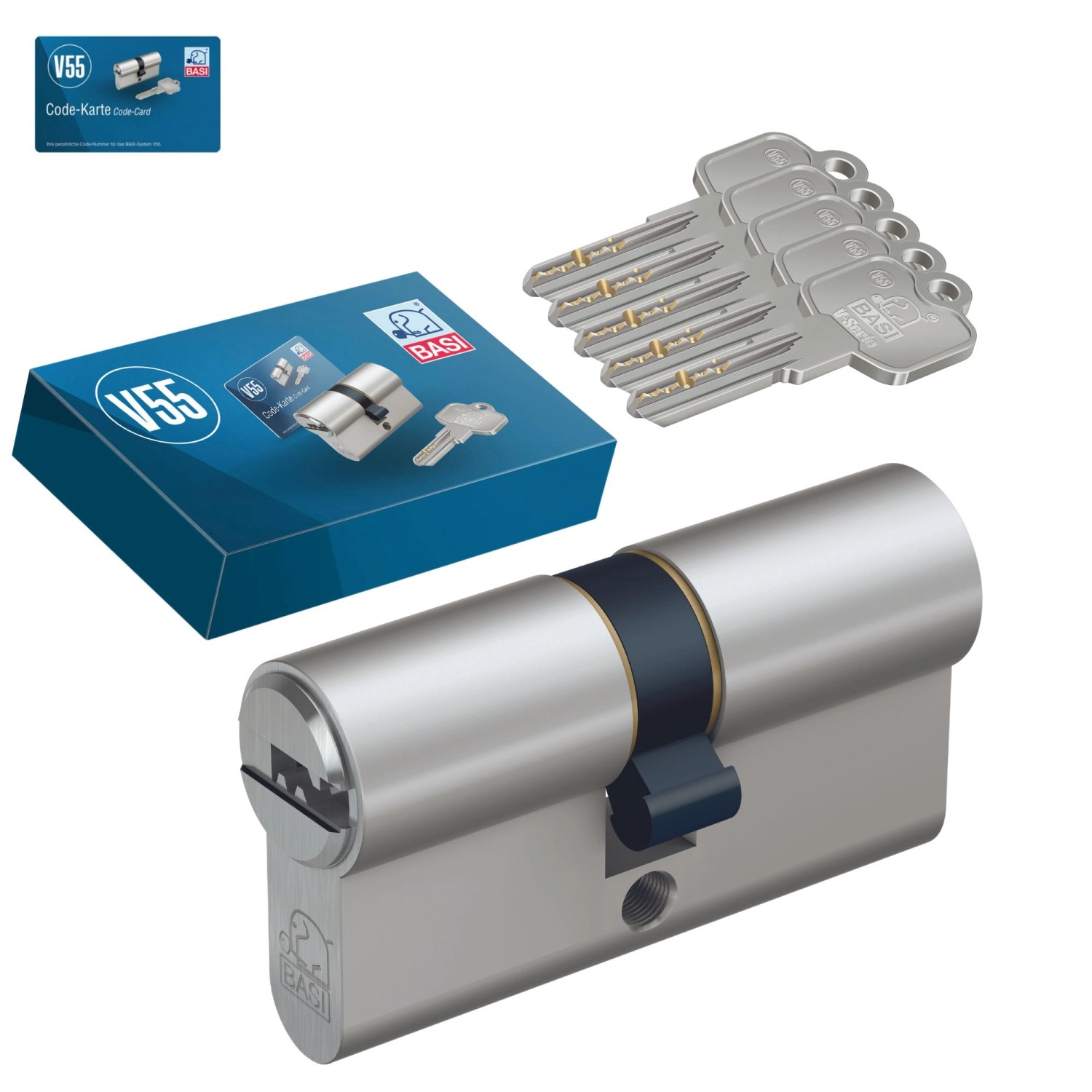 Basi - V55 - Profil-Doppelzylinder - 30/30 mm - Verschiedenschließend