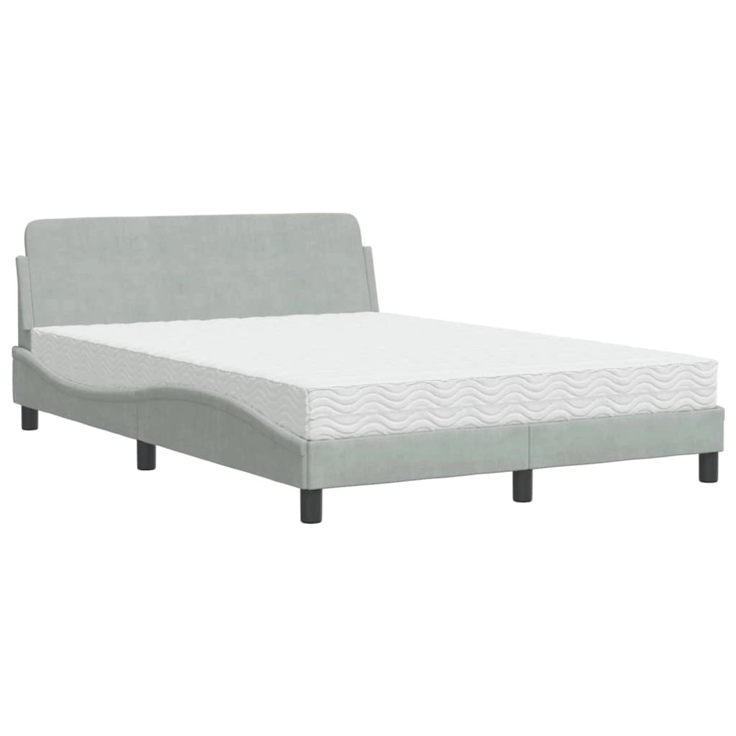 vidaXL Bett mit Matratze Hellgrau 140x190 cm Samt2008460