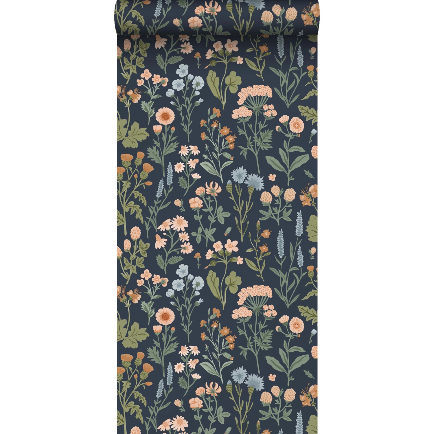 Sanders & Sanders Tapete Feldblumen Dunkelblau 50 x 900 cm günstig online kaufen