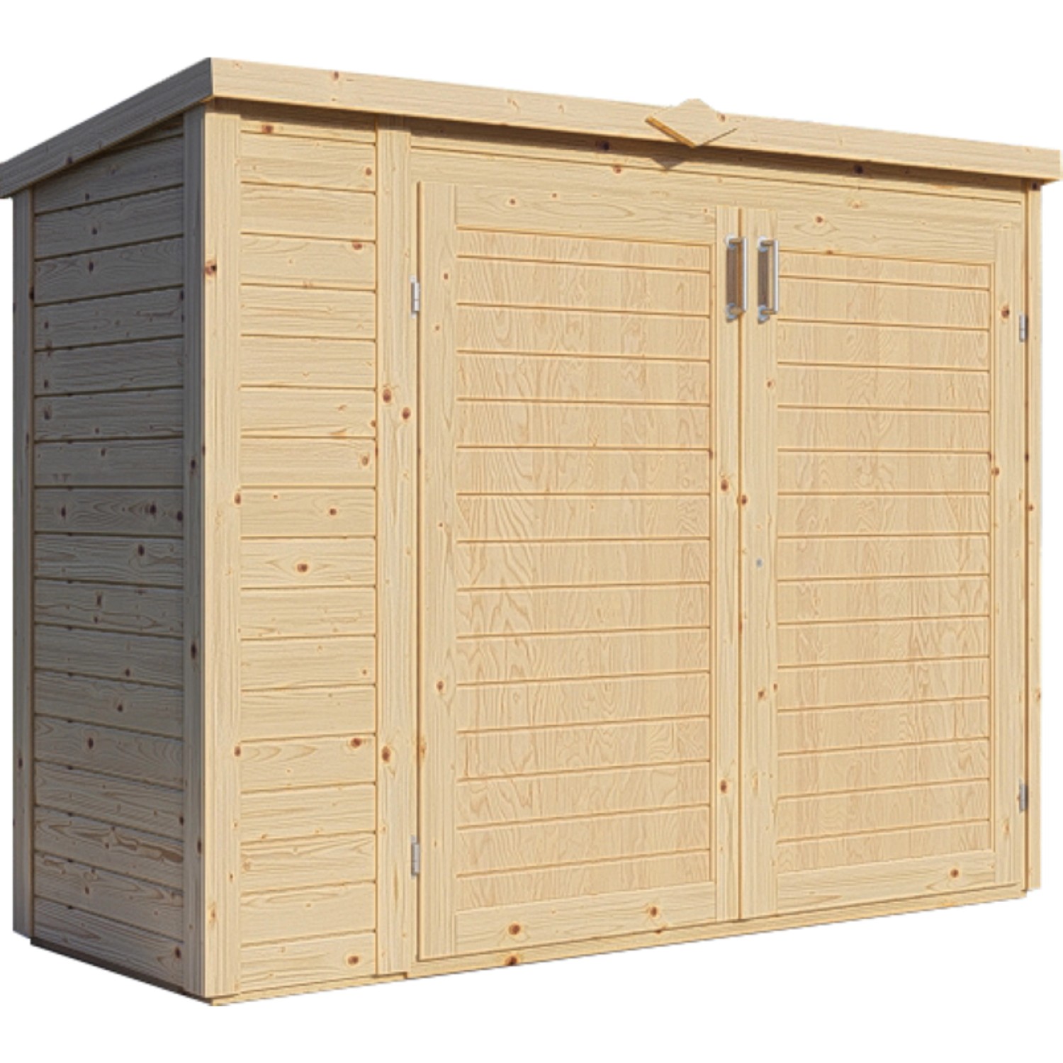 Bertilo Gartenschrank Multibox 3 Natur, 200x82 cm, aus FSC®-zertifiziertem Holz. Gartenschrank mit Doppeltür.