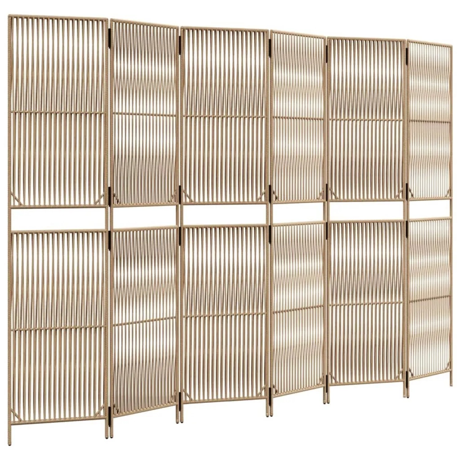 vidaXL Paravent 6 Tlg Beige Poly Rattan 365403