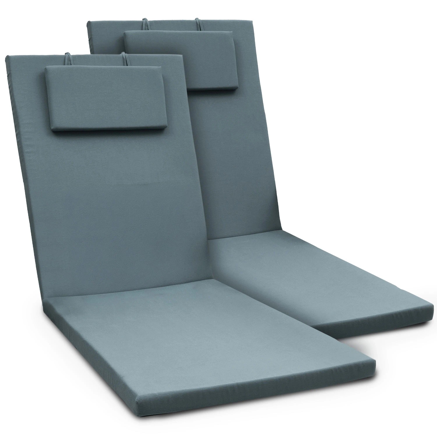 Beautissu 2er Set Gartenliege Auflage Sonnenliege Loft RL 200x60x5cm Taubenblau