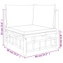 vidaXL Garten-Lounge-Set, 7-teilig, Bambus mit dunkelgrauen Kissen, Detailansicht der Maße.