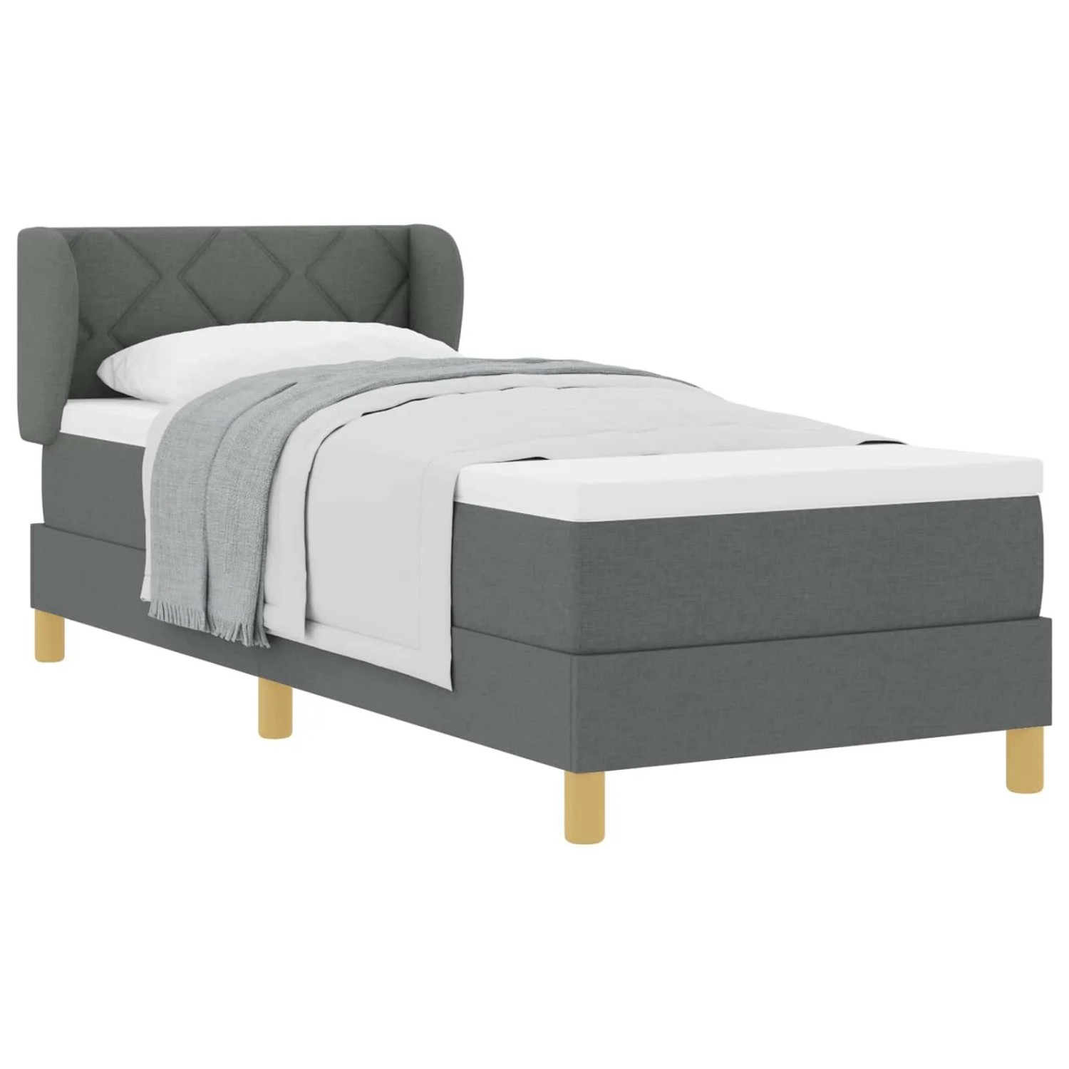 vidaXL Boxspringbett mit Matratze Dunkelgrau 80 x 200 cm Stoff 3340242