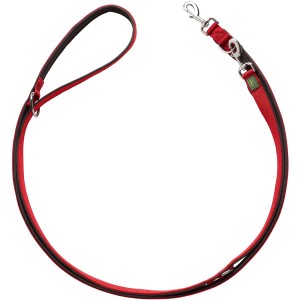 Verstellbare Hunter Führleine Neopren, 2 m, rot-schwarz. Hundeleine aus Nylon mit Neoprenpolsterung.