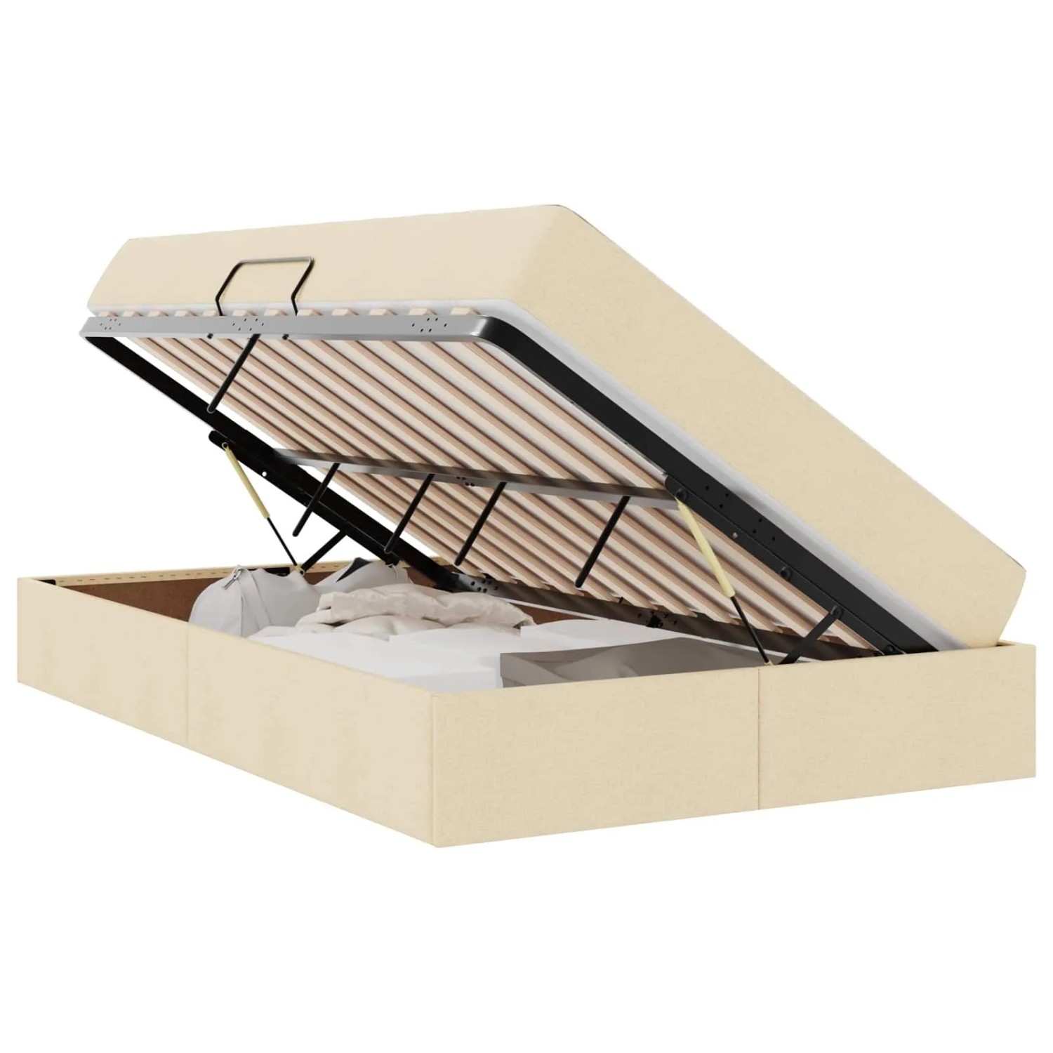 vidaXL Aufbewahrungsbett mit Matratze Creme 120 x 190 cm Polyester 3399650