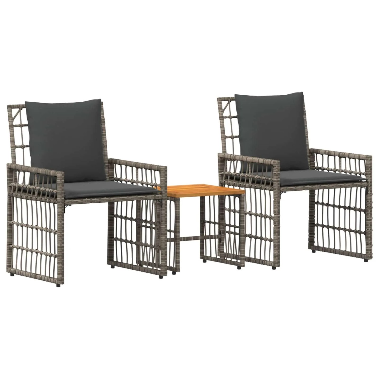 vidaXL Gartenmöbel Set 3-Tlg Grau und Dunkelgrau Stahl und Poly Rattan 42025141